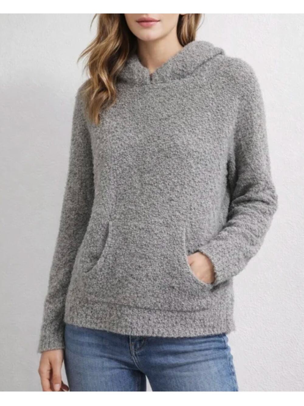 Margaret O'Leary Chunky Grey Alpaca Hoodie Sweater Size XS NEW